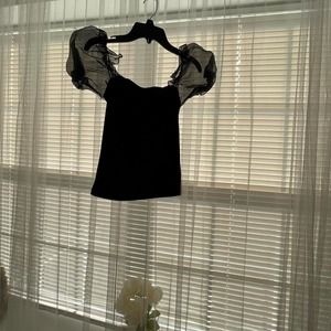 Nastygal puffer sleeve top